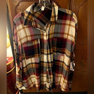 NWT BP plaid shirt, size S, relaxed fit.